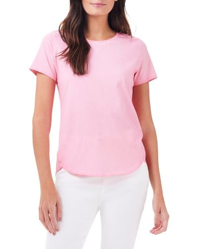 NZT by NIC+ZOE Nzt By Nic+zoe Stretch Cotton Shirttail Hem T-shirt - Pink