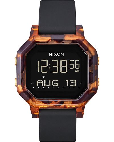 Nixon Siren Digital Silicone Strap Watch - Black