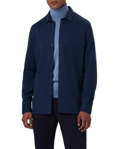 Bugatchi Cotton Blend Shirt Jacket - Blue