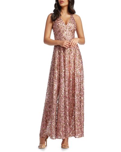Dress the Population Ariyah Sequinned Fit & Flare Dress - Pink