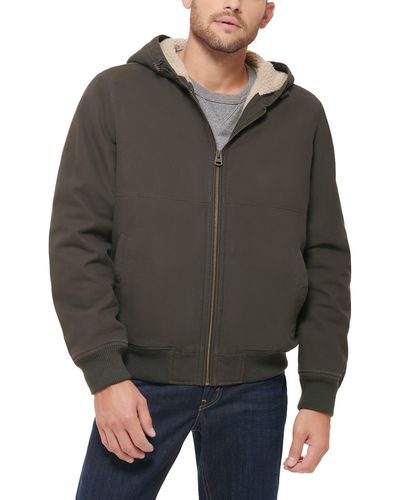 Levi's Workwear Faux Shearling Lined Cotton Canvas Hooded Jacket - Gray
