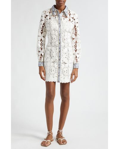Camilla Long Sleeve Lace Shirtdress At Nordstrom - White