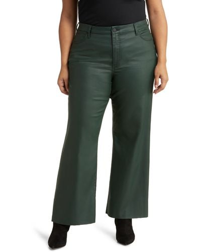 Kut From The Kloth Meg Fab Ab Coated High Waist Wide Leg Jeans - Green