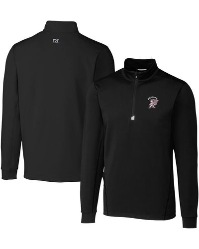 Cutter & Buck Mississippi State Bulldogs Big & Tall Traverse Stretch Quarter-zip Pullover Top At Nordstrom - Black