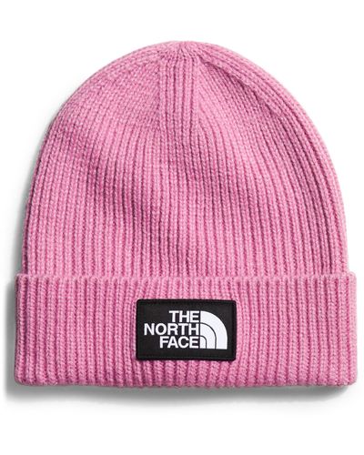 The North Face Logo Box Cuffed Beanie - Pink