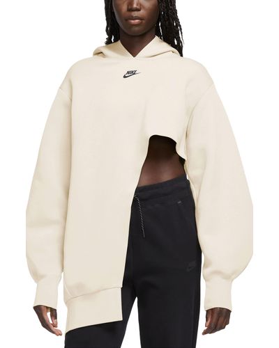 Nike Sportswear Tech Fleece Oversize Asymmetric Hoodie - Natural