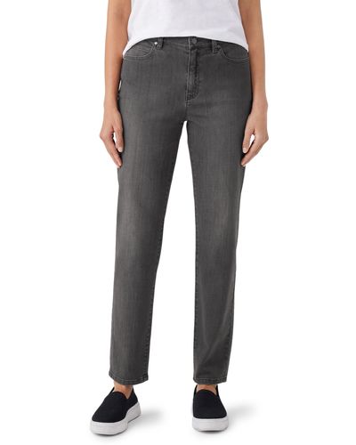 Eileen Fisher High Waist Slim Fit Jeans - Gray