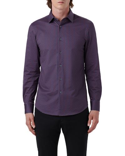 Bugatchi Ooohcotton® James Serpentine Stripe Button-up Shirt - Purple