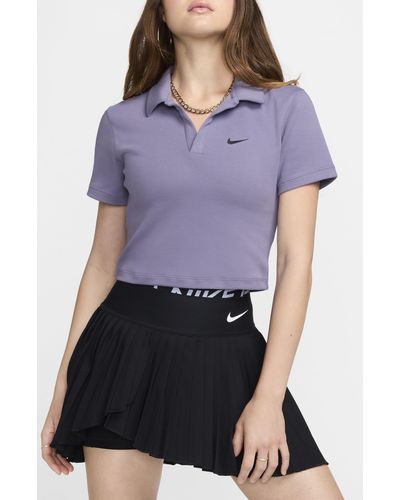 Nike Essentials Stretch Crop Polo - Purple