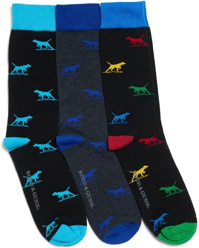 Rodd & Gunn Dogs-a-plenty Assorted 3-pack Cotton Blend Crew Socks - Blue
