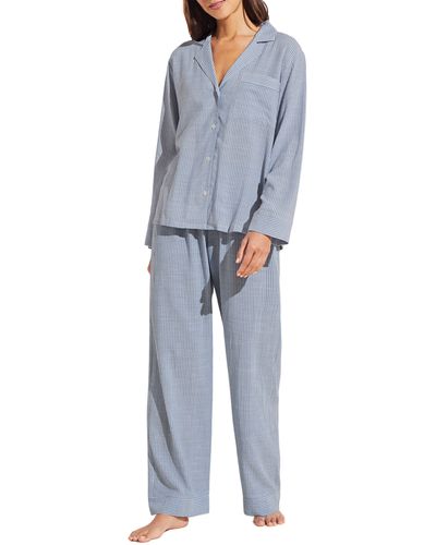 Eberjey Nautico Stripe Long Sleeve Top & Pants Pajamas - Blue
