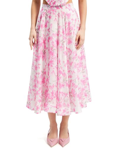 Bardot Mirabelle Floral Print Midi Skirt - Pink