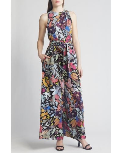Ted Baker Orta Floral Sleeveless Wide Leg Chiffon Jumpsuit - White