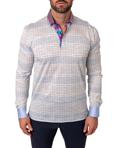 Maceoo Newton Windown Long Sleeve Polo At Nordstrom - Gray