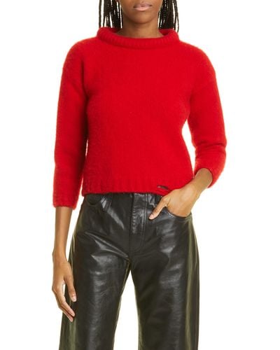 R13 Shrunken Distressed Cashmere Sweater - Red