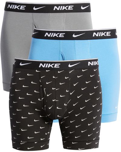 Nike Dri-fit Essential Assorted 3-pack Stretch Cotton Boxer Briefs - Gray
