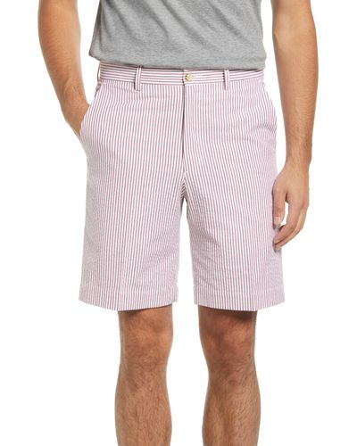 Berle Flat Front Seersucker Shorts - Pink