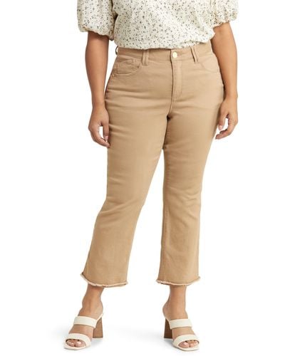 Wit & Wisdom 'ab'solution Frayed High Waist Ankle Slim Straight Leg Pants - Natural
