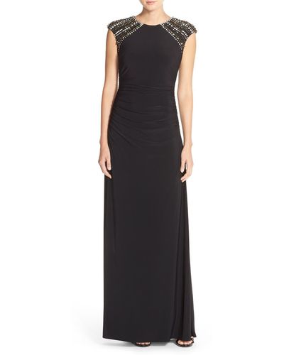 Vince Camuto Embellished Jersey A-line Dress - Black