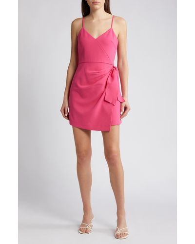 French Connection Whisper Faux Wrap Minidress - Pink