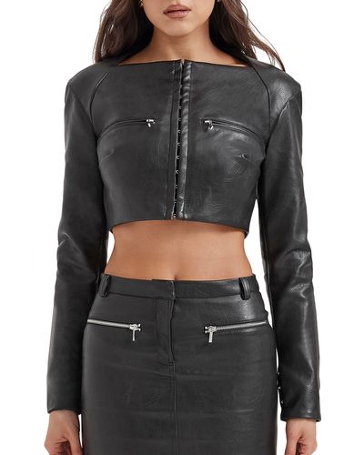 House Of Cb Ione Crop Jacket - Black