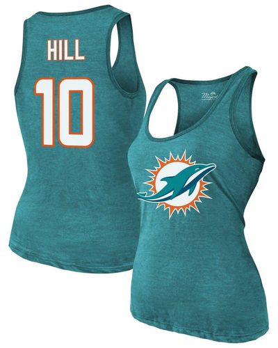 Majestic Threads Tyreek Hill Miami Dolphins Name & Number Tri-blend Tank Top At Nordstrom - Blue