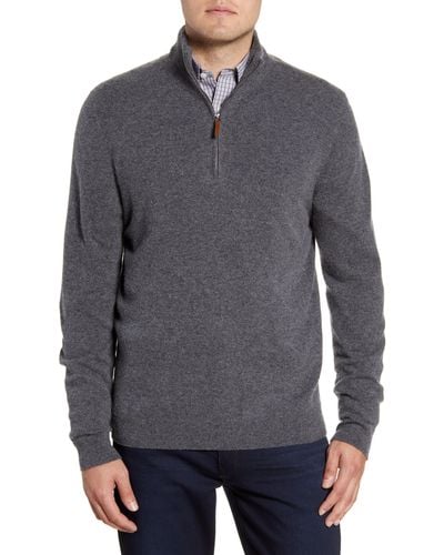 Nordstrom Men's Shop Regular Fit Cashmere Quarter Zip Pullover - Gray