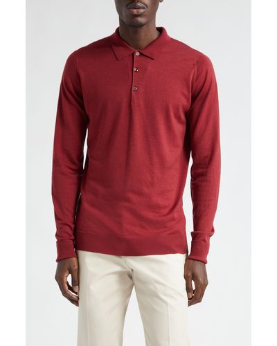 John Smedley Cotswold Wool Polo Sweater - Red