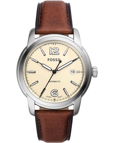 Fossil Heritage Leather Strap Watch - Natural