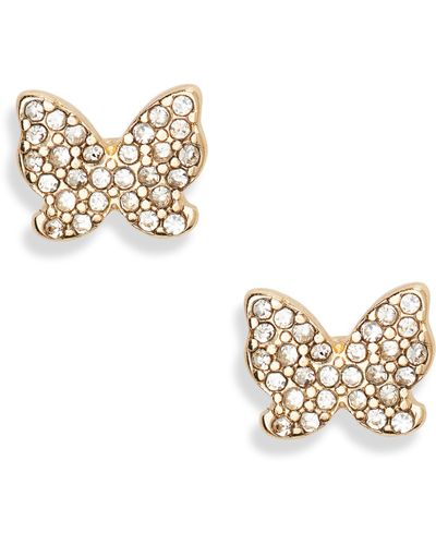BP. Pavé Crystal Butterfly Stud Earrings - Metallic