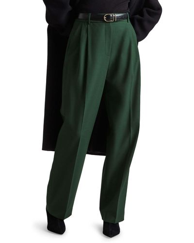 & Other Stories & Pleated Straight Leg Pants - Green