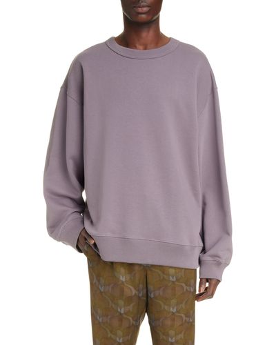 Dries Van Noten Hax Cotton French Terry Crewneck Sweatshirt - Purple