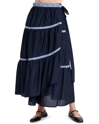 Merlette X Liberty London Prins Cotton Lawn Wrap Skirt - Blue