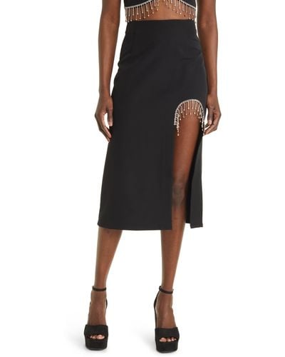 Something New Coco Embellished Slit Midi Skirt - Black