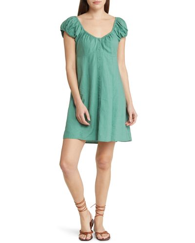 Madewell Margie Linen Blend Dress - Green
