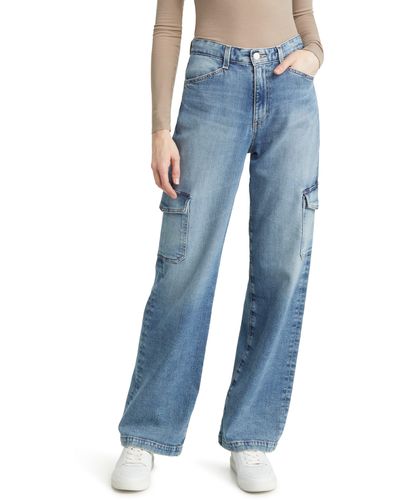 AG Jeans Gatina High Waist Wide Leg Cargo Jeans - Blue