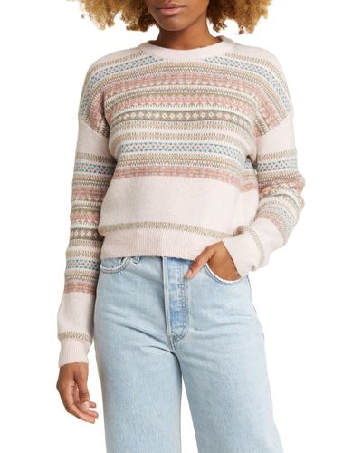 BP. Texture Knit Crewneck Sweater - Blue
