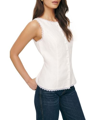 Reformation Amela Linen Button-up Top - White