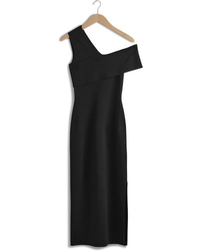 & Other Stories & One-shoulder Asymmetric Midi Dress - Black
