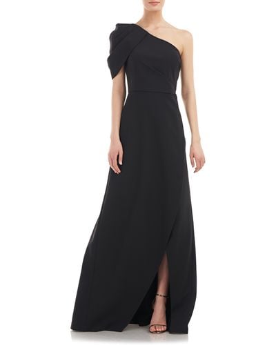 Kay Unger Briana One-shoulder Draped Gown - Black