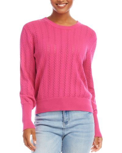 Karen Kane Pointillé Knit Sweater - Red