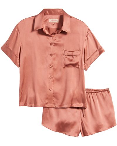Papinelle Short Silk Pajamas - Pink