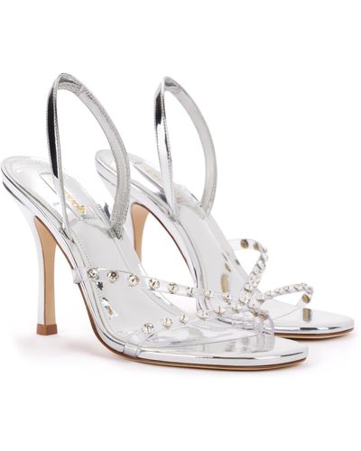 Larroude Annie Swarovski Crystal Embellished Slingback Sandal - White
