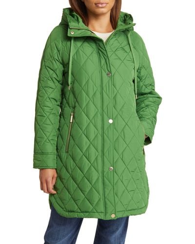 Michael Kors Quilted Water Resistant 450 Fill Power Down Jacket - Green