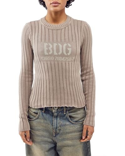 BDG Stencil Rib Sweater - Gray