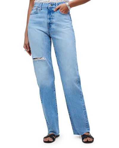 Madewell '90s Ripped Straight Leg Jeans - Blue