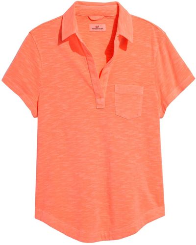 Vineyard Vines Surf Garment Dye Cotton Polo - Orange