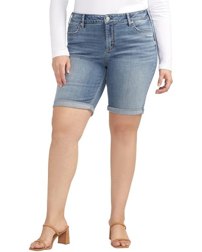 Silver Jeans Co. Elyse Mid Rise Denim Bermuda Shorts - Blue