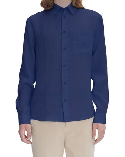 A.P.C. Cassel Linen Button-up Shirt - Blue