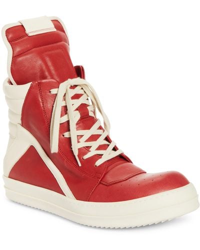 Rick Owens Geobasket High Top Sneaker - Red